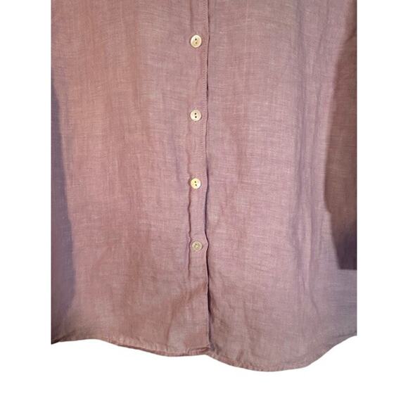 L.L. Bean Lilac Purple Linen Long Sleeve Collared Button Down Shirt Women Sz M - Picture 3 of 7